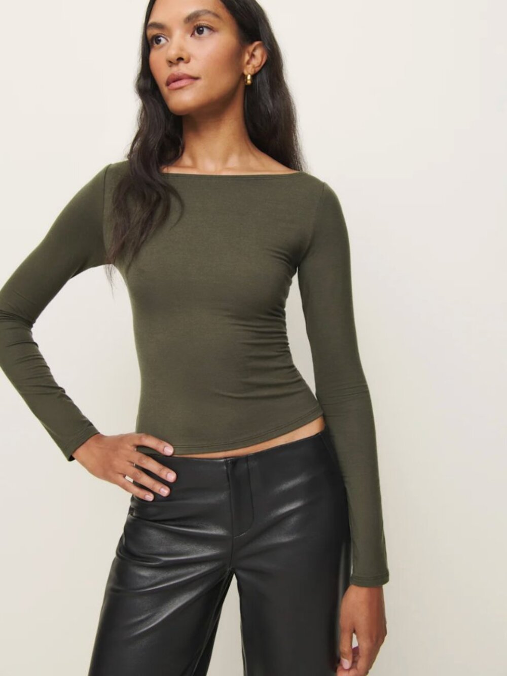 Reformation Wiley Knit Top Pine Tree Forest Green - Size S